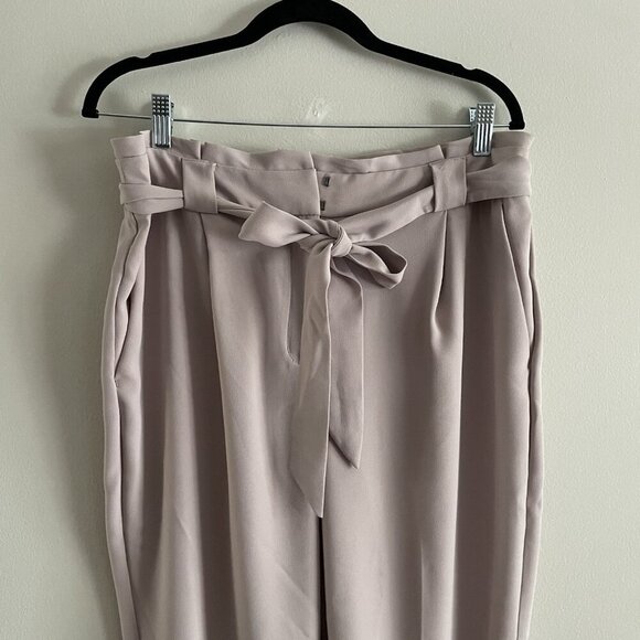 Express Women 12R Mauve Pleated Sash Tie Belt High Rise Paperbag Ankle Pants - Picture 4 of 10